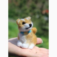 Акита Ину собачка валяная игрушка хендмєйд интерьерная ручной работы іграшка пес собака