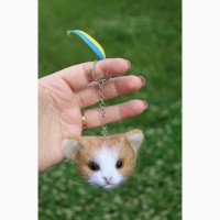 Брелок котік валяна іграшка з шерсті хендмєйд сувенір подарунок інтерєрна кошка кіт брошь