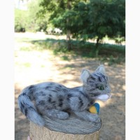 Кошка валяная игрушка хендмєйд из шерсти ручной работы интерьерная котик подарок кішка