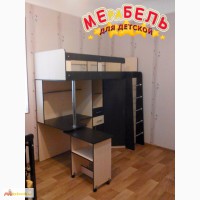 Кровать-чердак с выдвижным столом и угловым шкафом (к1-4) Merabel