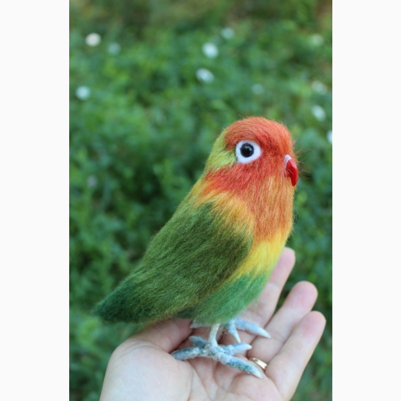Фото 2. Неразлучник попугай валяна іграшка з шерсті папуга інтерєрна игрушка птица подарок сувенир