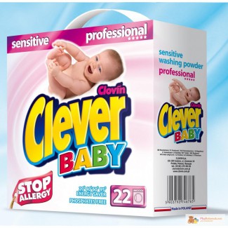 Бесфосфатный концентрированный стиральный порошок CLEVER BABY sensitive PROFESSIONAL
