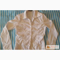 Белая блузка с вышивкой ришелье, р.40-42 (S)