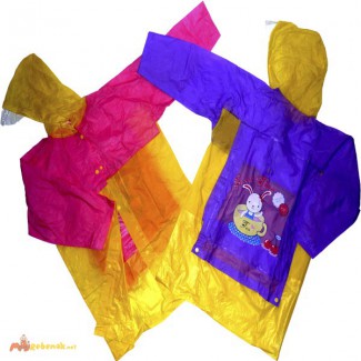 Детские виниловые дождевики с картинками и местом под рюкзак