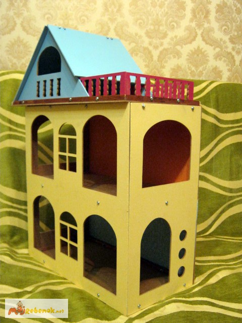 Фото 2. Желтый разборной домик для куколок до 18 см. Красивый домик для кукол