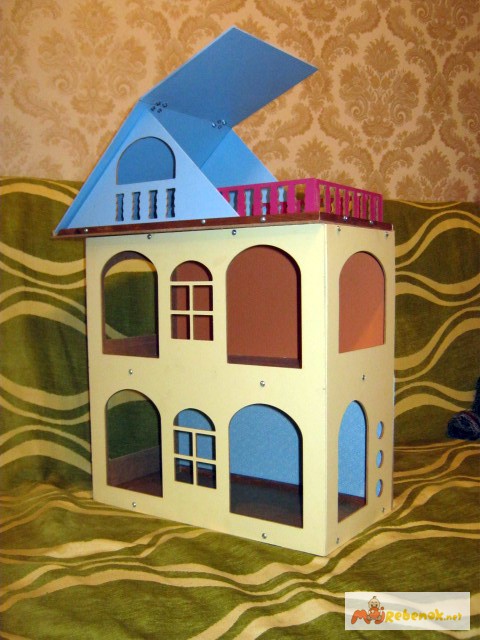 Фото 4. Желтый разборной домик для куколок до 18 см. Красивый домик для кукол