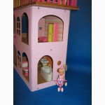 Разборной розовый кукольный домик для куколок до 18 см