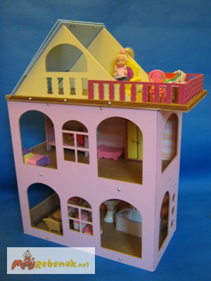 Фото 3. Разборной розовый кукольный домик для куколок до 18 см