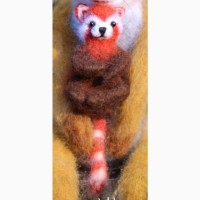 Красная Панда брошь игрушка хендмєйд валяная из шерсти ручной работы интерьерная подарок