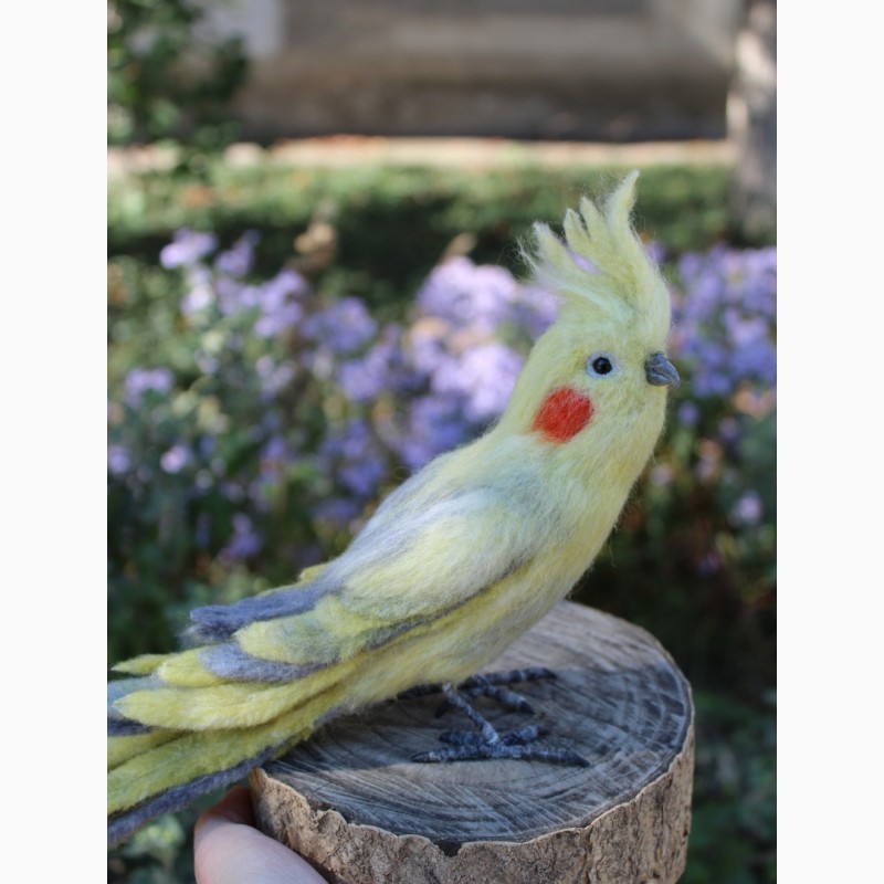 Фото 2. Игрушка валяная попугай Корелла ручной работы интерьерная сувенир подарок папуга іграшка