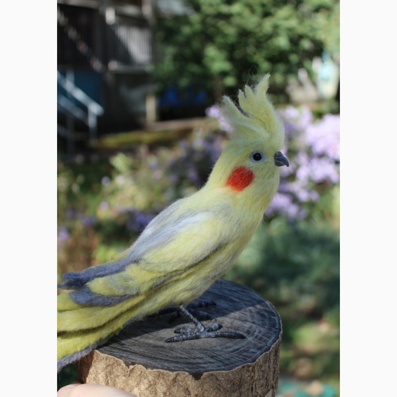 Фото 4. Игрушка валяная попугай Корелла ручной работы интерьерная сувенир подарок папуга іграшка
