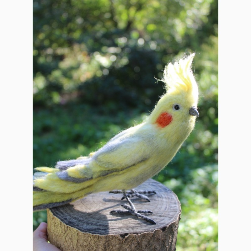 Фото 5. Игрушка валяная попугай Корелла ручной работы интерьерная сувенир подарок папуга іграшка