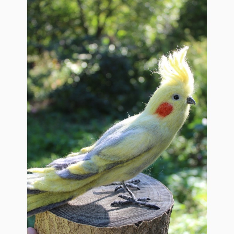 Фото 9. Игрушка валяная попугай Корелла ручной работы интерьерная сувенир подарок папуга іграшка