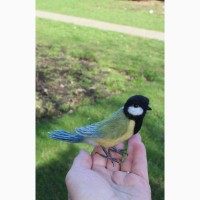 Синичка валяна іграшка хендмєйд интерьерная игрушка синица птица з шерсти прикраса ручної