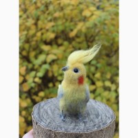Корелла попугай іграшка валяна з шерсті хендмєйд інтерєрна сувенір подарунок птиця ручної